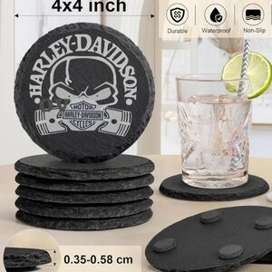 Harley Davidson slate coaster set of 2